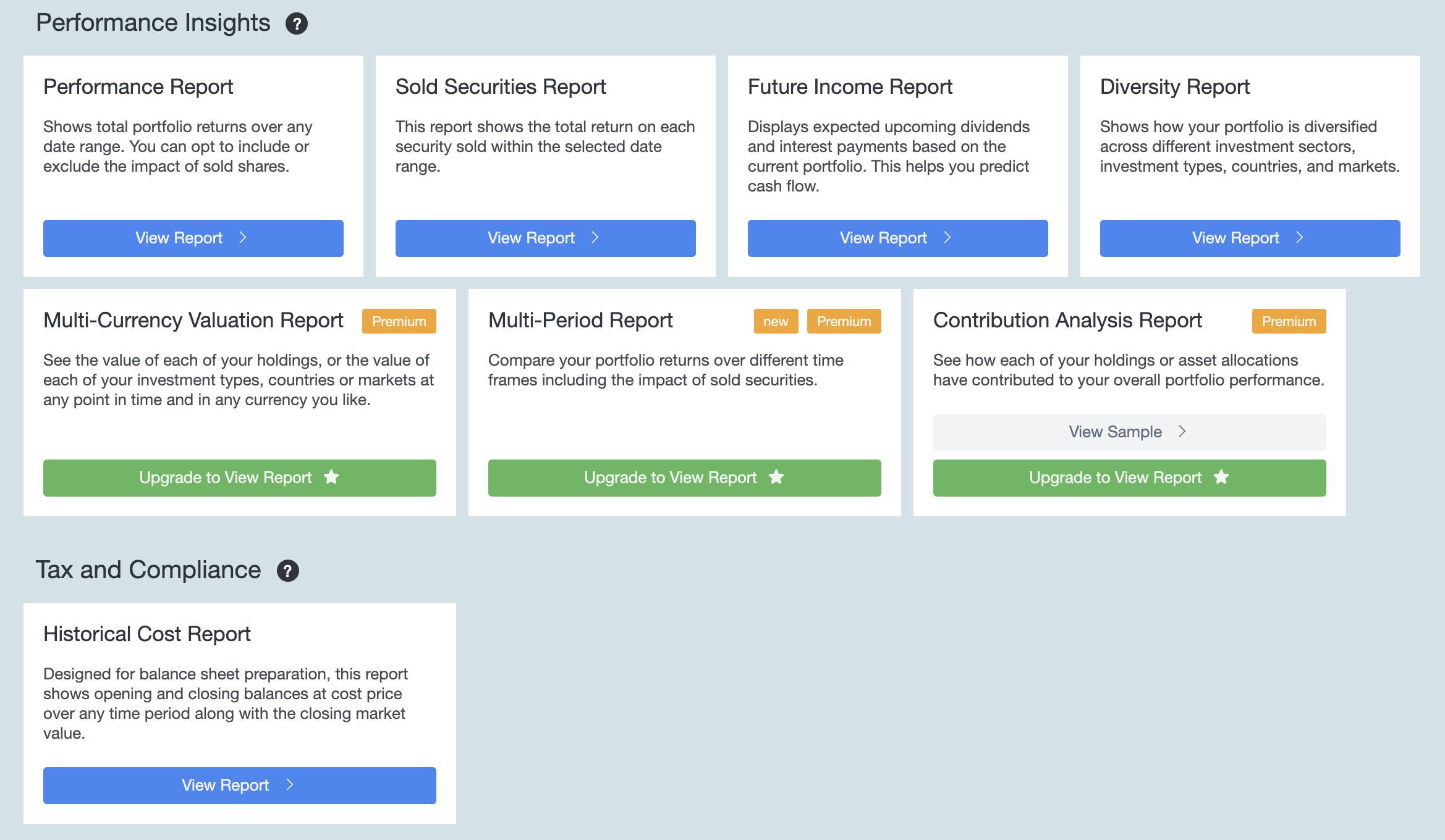 sharesight reporting features